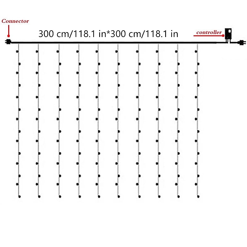 1x 3x3m ip44 fossefallsgardin led fairy string lys krans vannstrøm meteordusj regnlys for vindu istap fargerik dekorbelysning ac110v 120v 220v 230v 240v eu us plugg 2025 - $66.99 –P1