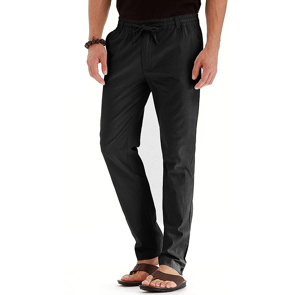 Per uomo Pantaloni di lino Pantaloni Pantaloni estivi Vita elastica Multi tasca Liscio Comfort Traspirante Lunghezza intera Attività commerciale Informale Essenziale Informale Taglia piccola Nero del 2025 a $21.99 –P2