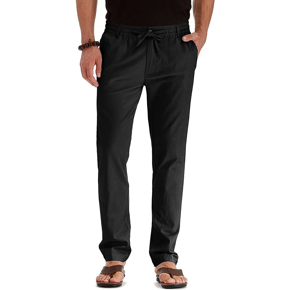 Per uomo Pantaloni di lino Pantaloni Pantaloni estivi Vita elastica Multi tasca Liscio Comfort Traspirante Lunghezza intera Attività commerciale Informale Essenziale Informale Taglia piccola Nero del 2025 a $21.99 –P1