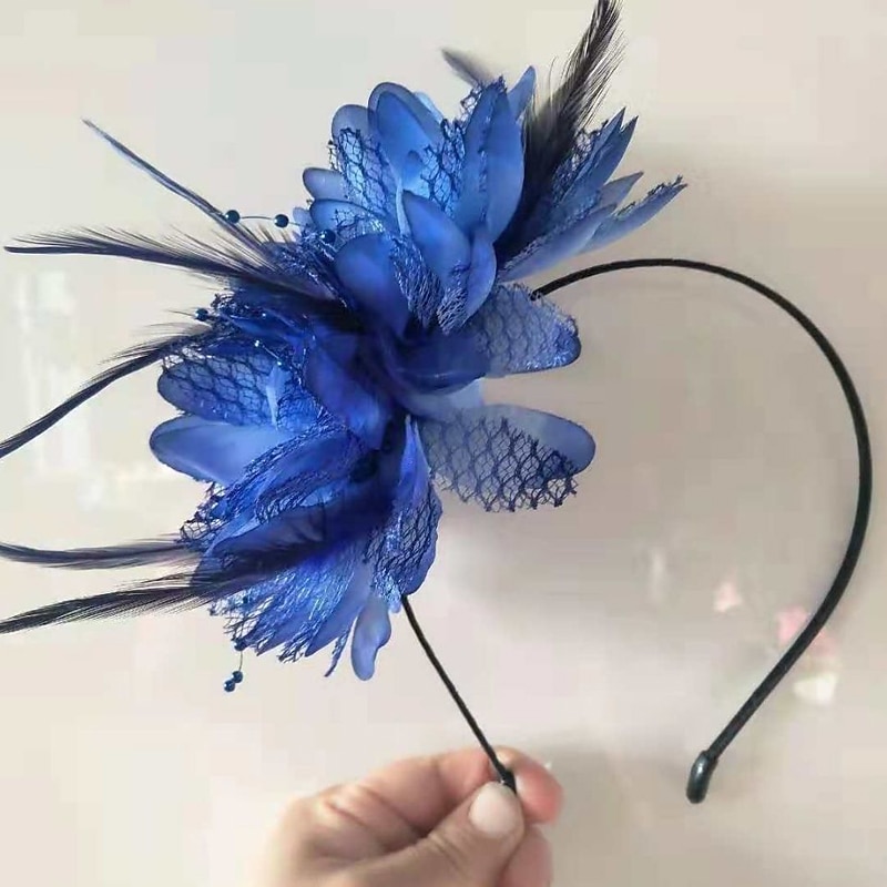 fascinators håndlaget kentucky derbyhatt brudehodeplagg fjærhodeplagg barnesceneforestilling fjærhodeplagg hårbøyle 2025 - $6.99 –P5