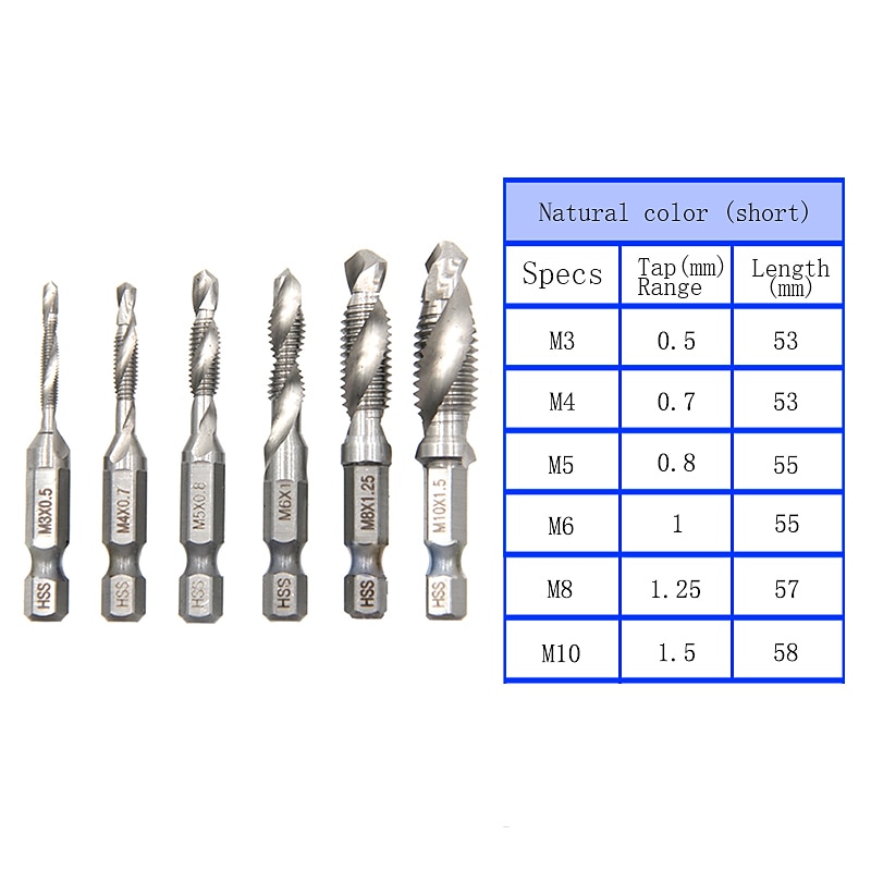6pc HSS Composite Tap 60mm Extension Rod Drilling And Tapping Machine With Hole Tapping And Chamfering Tool Set 2025 - $21.99 –P13