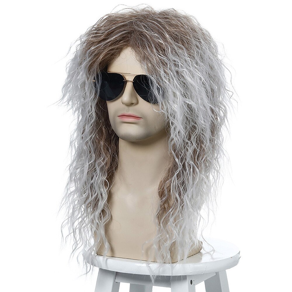 Peluca de rockero metal de los años 70 80 peluca larga rizada negra de hombre para fiesta disfraz anime pelucas de Halloween 2026 - $29.99 –P19