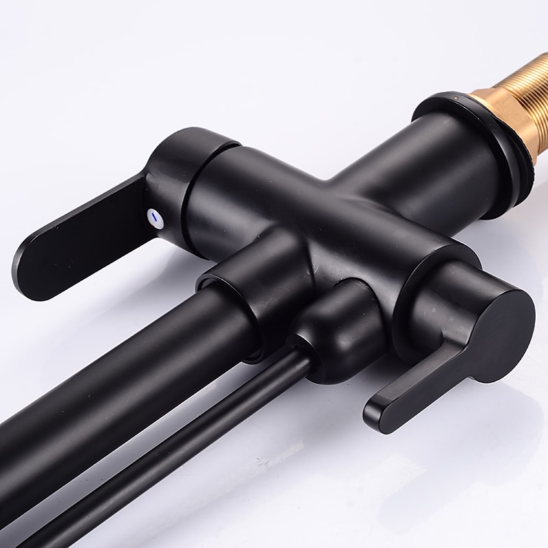 Rubinetto da cucina - Due manopole Un foro Galvanizzato / Finiture verniciate Estraibile / Canna alta / Acqua purificata Installazione centrale Contemporaneo moderno Kitchen Taps del 2025 a $161.99 –P5