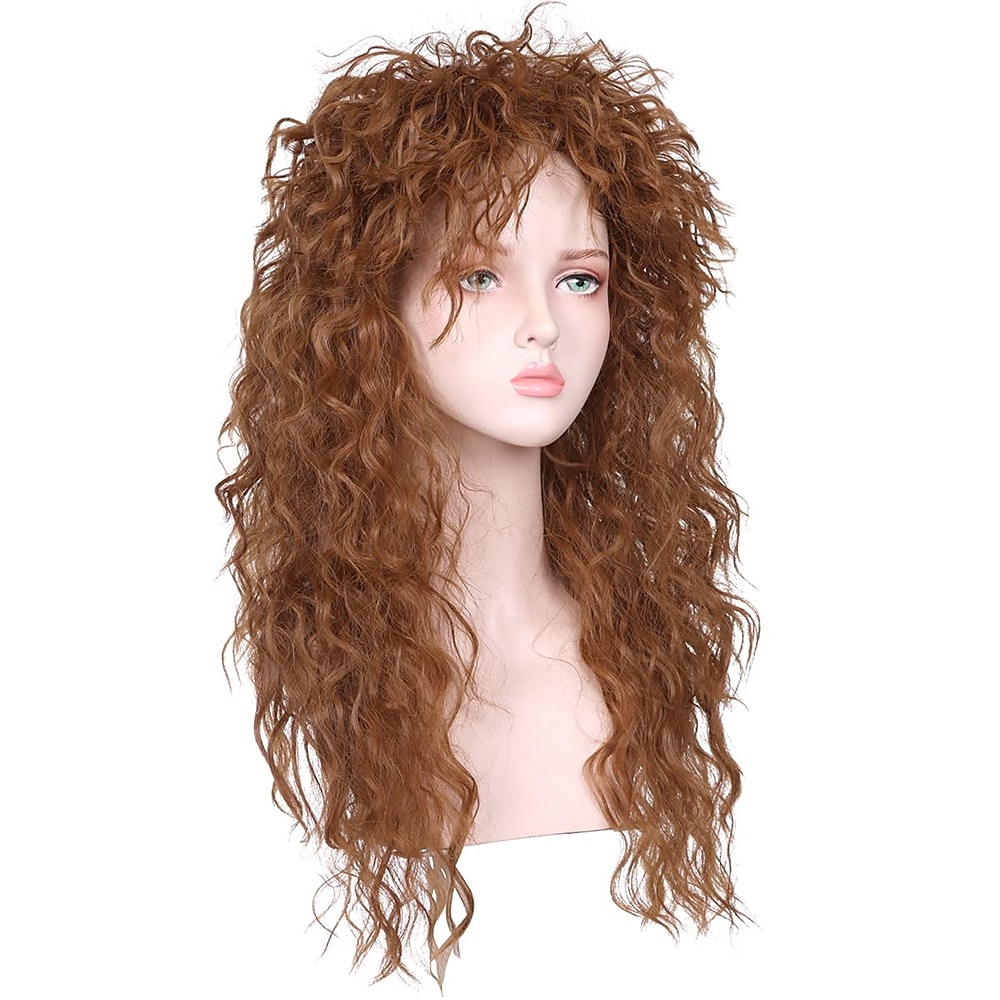 Funny mens Carnival costume Wig Mens 70s 80s Long Curly Black Rocker Costume Wig Halloween Wigs 2025 - $21.99 –P20