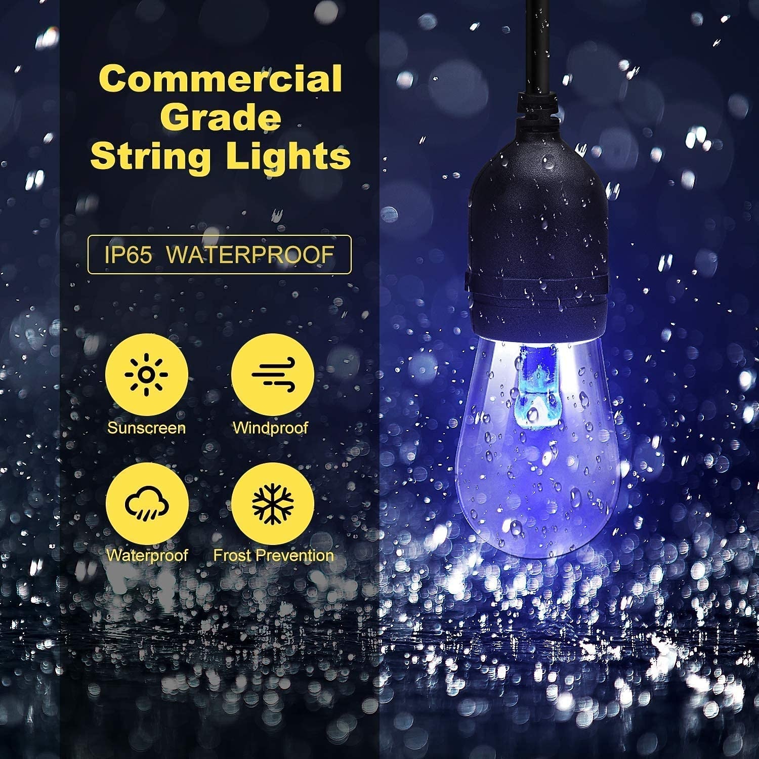 Globe String Lights 15m 15LEDs Outdoor RGB Color Changing 0.5W S14 Edison Shatterproof Plastic Bulbs IP65 Waterproof with Remote Control Suitable for Yard Porch Cafe Backyard Garden 2026 - $115.99 –P15