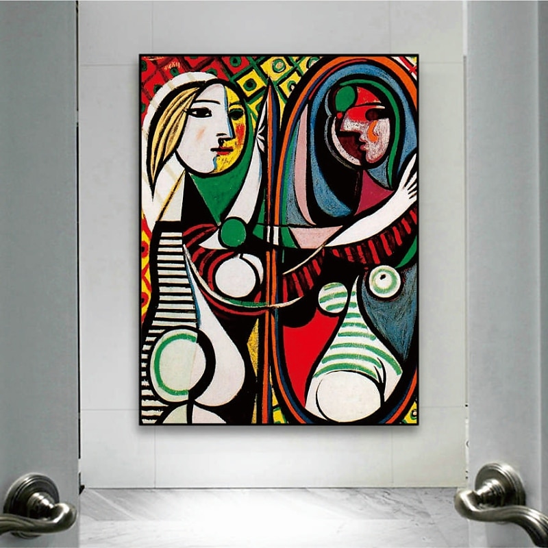 Handmade Hand Painted Oil Painting Wall Art Pablo Picasso Le Reve Girl before a Mirror Carving Painting Home Decoration Decor Rolled Canvas No Frame Unstretched 2025 - $85.99 –P10