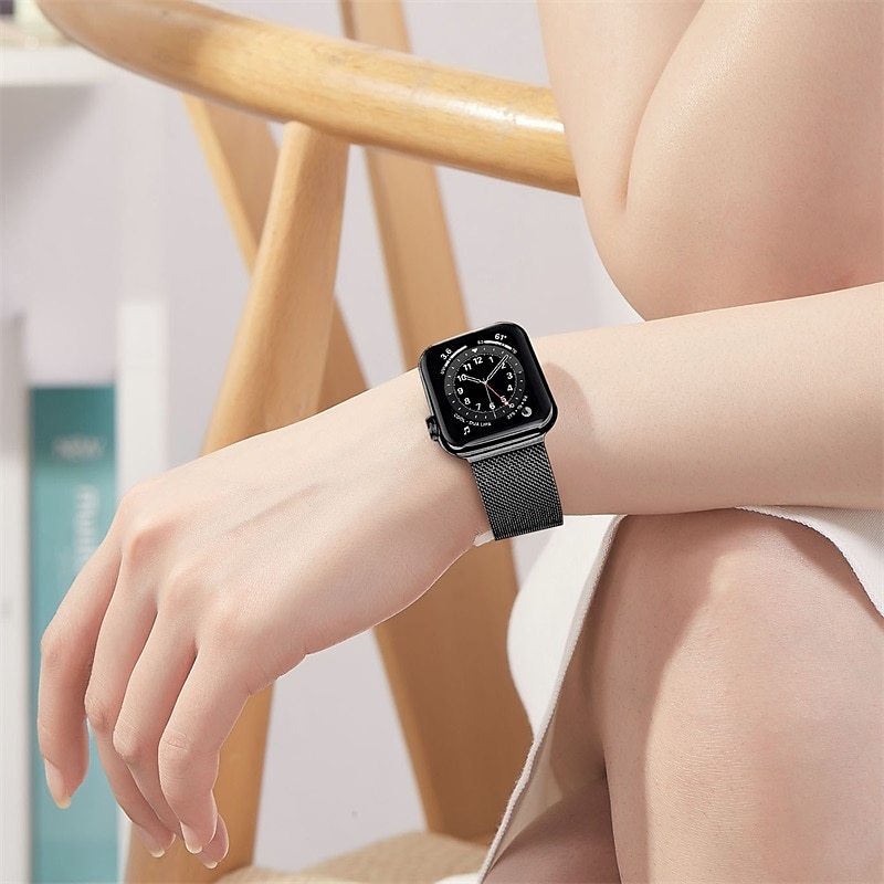 Μιλανέζικη Πλέξη Συμβατό με Ζάντα ρολογιού Apple Watch 38mm 40mm 41mm 42mm 44mm 45mm 49mm Γυναικεία Μαγνητικό κούμπωμα Ρυθμιζόμενο Ανοξείδωτο Ατσάλι Ανταλλακτικό λουράκι ρολογιού για iwatch Series 2025 - $17.45 –P12