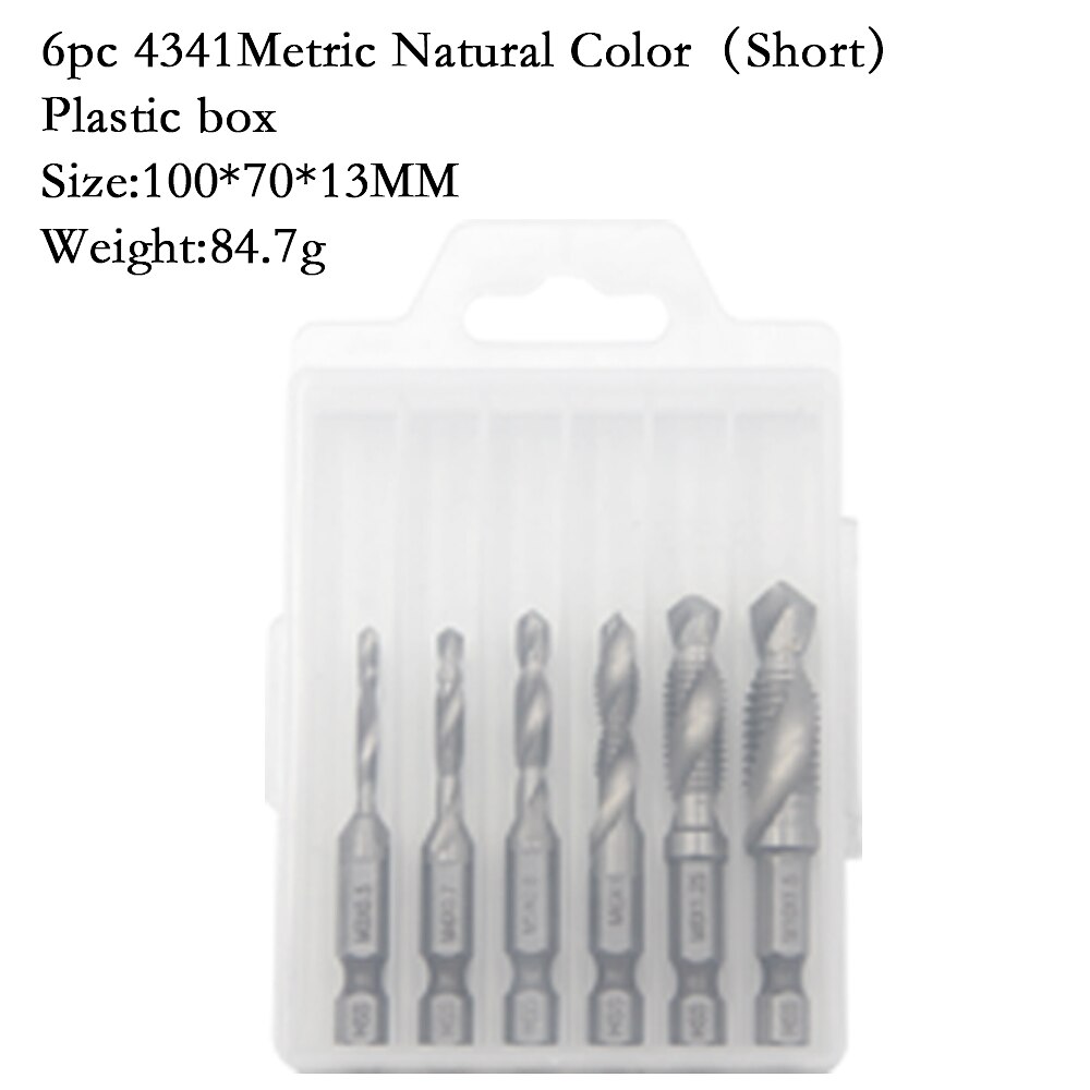 6pc HSS4341- Compound Tap Drill Bits Cobalt Taps Metric Combination Drill Bits 1/4 inch Hexagonal Quick-change Metal Drilling Tool 2025 - $19.99 –P8