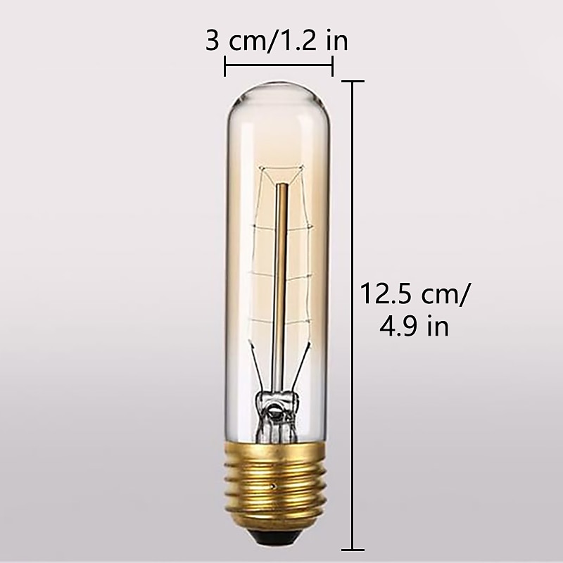 bombillas de luz edison e26 40w t10 tubular vintage edison incandescente regulable candelabro decorativo lámpara de araña luz nocturna ámbar cálido 220-240v 2025 - $8.49 –P5