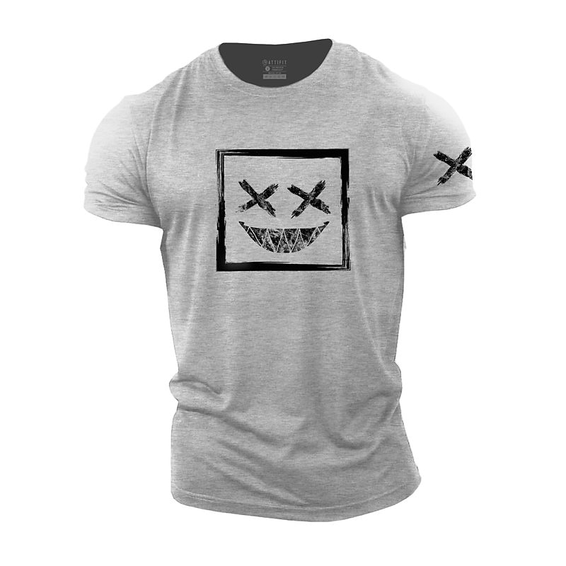 Herr Grafisk Grimas T-shirt Vardaglig stil 100 % bomull Kortärmad Grafisk Skjorta Vin Svart / Grå Svart Bekväm t-shirt Utomhus Gata Modedesignerkläder 2025 - $15.99 –P10