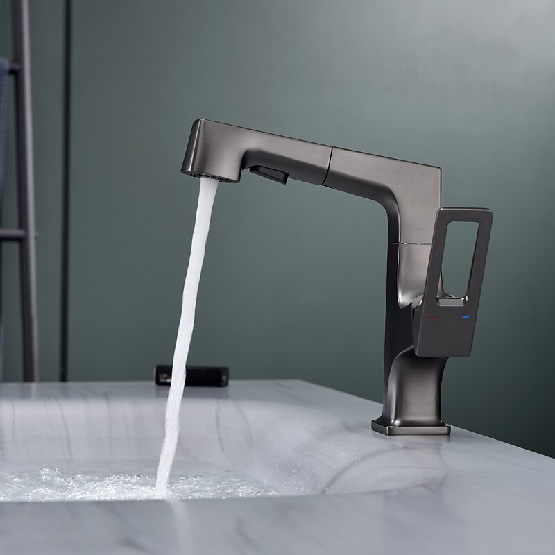 Mitigeur d'évier de salle de bain corps relevable bec verseur à 2 modes, robinet de lavabo en laiton rotatif à 360 ° monté sur le pont, avec robinet de cuve d'eau chaude et froide de 2025 ? $178.99 –P5