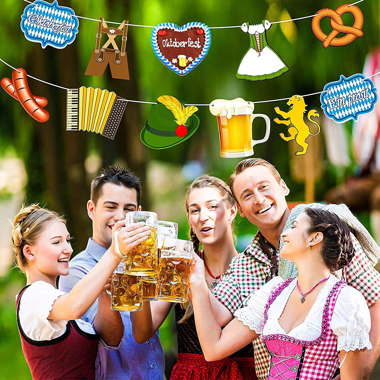 tysk oktoberfest fest trekke flagg München banner blå hvit rutere ferie dekorasjon forsyninger 2025 - €10.99 –P6