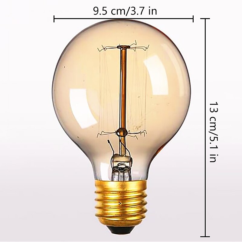 60W E26 E27 G95 Vintage Edison Light Bulbs Antique Incandescent Bulb Warm White 2300k Retro Decorative 220-240V 2025 - $8.49 –P1