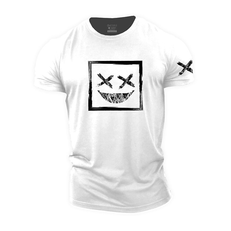Herr Grafisk Grimas T-shirt Vardaglig stil 100 % bomull Kortärmad Grafisk Skjorta Vin Svart / Grå Svart Bekväm t-shirt Utomhus Gata Modedesignerkläder 2025 - $15.99 –P9