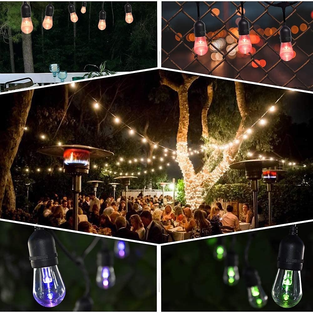 Globo corda luzes 15m 15leds ao ar livre rgb mudança de cor 0.5w s14 edison lâmpadas de plástico inquebráveis ip65 à prova d'água com controle remoto adequado para quintal varanda café quintal jardim de 2026 por $115.99 –P6