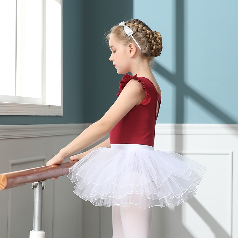 Kids' Dancewear Ballet Skirts Pure Color Splicing Tulle Girls' Training Performance Cap Sleeve High Cotton Blend Tulle 2025 - $17.99 –P1