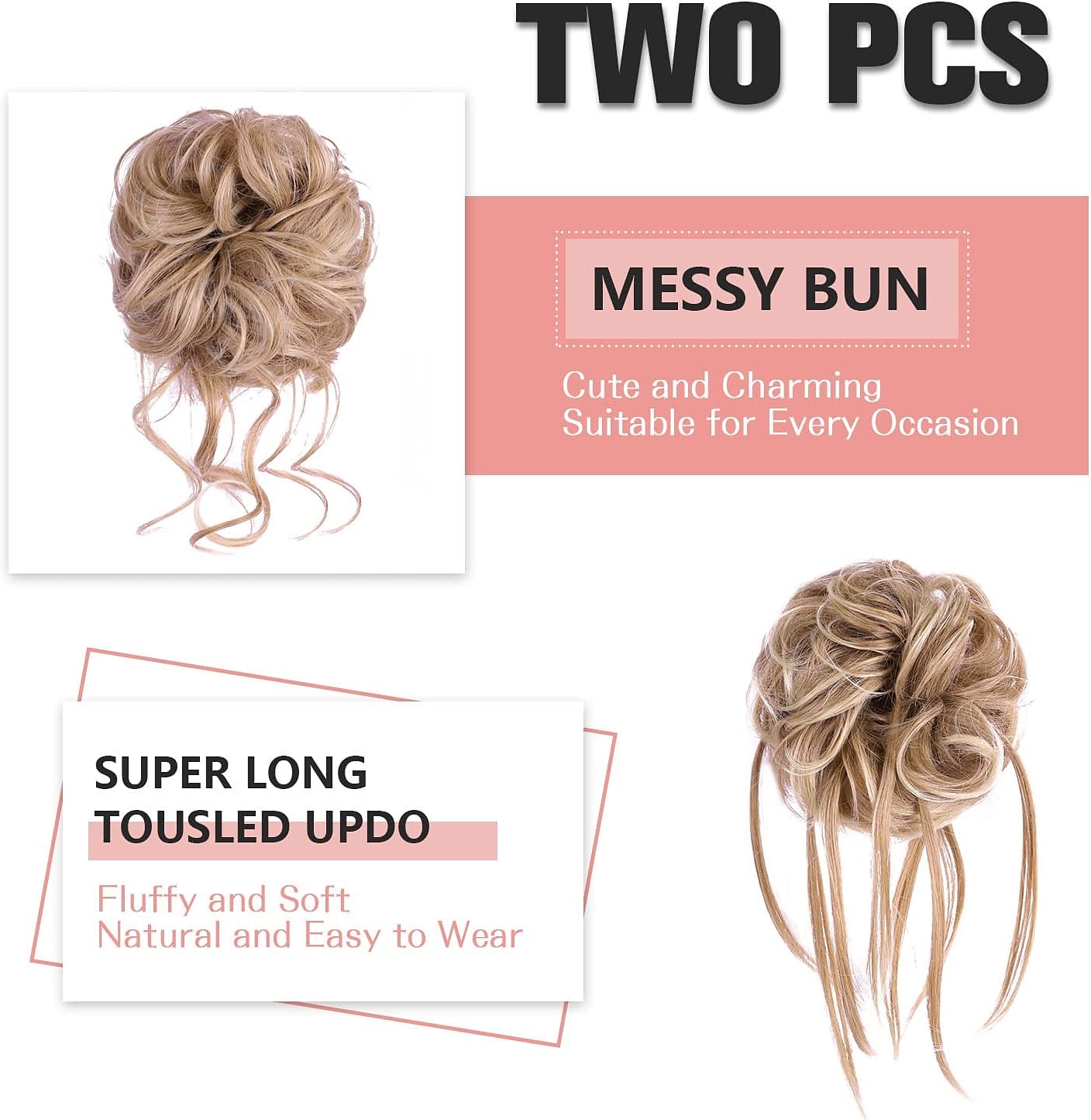 2pcs cravates pour cheveux de filles pour femmes chouchous perruques chignon désordonné morceau de cheveux 2 pièces chignons désordonnés pour les femmes chignon ébouriffé chignon wrap queue de cheval de 2025 ? $18.49 –P4