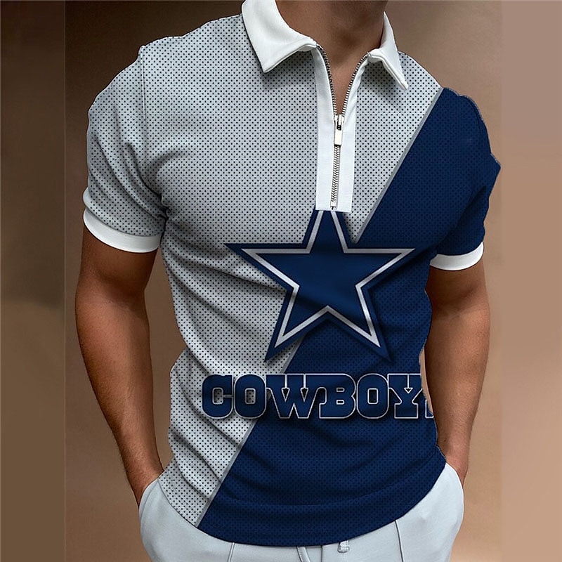 Men's Zip Polo Shirts Golf Shirt Short Sleeve Polo Shirts Collared Shirts Casual Vacation Wear Party Outfits 3D Print Quarter Zip Polo Navy Blue Royal Blue Blue 2025 - $22.99 –P4
