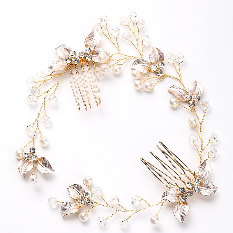 1pc Women's Girls' Headbands Flower Leaf Bride Wedding Hair Vine Silver Rhinestone Bridal Hairpieces Crystal Headpiece Hair Accessories for Women and Girls 2025 - $22.99 –P2