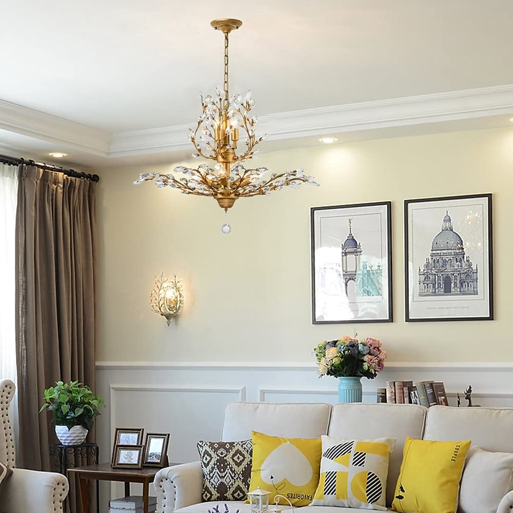 Crystal Chandelier Retro 4 Heard 8 Heard Chandeliers K9 Transparent Crystal Chandelier Ceiling Lamp Living Room Bedroom Dining Room Porch Corridor 2025 - $378.29 –P13