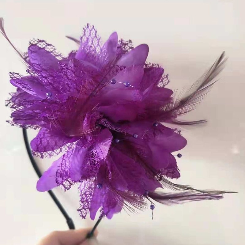 fascinators håndlaget kentucky derbyhatt brudehodeplagg fjærhodeplagg barnesceneforestilling fjærhodeplagg hårbøyle 2025 - $6.99 –P4