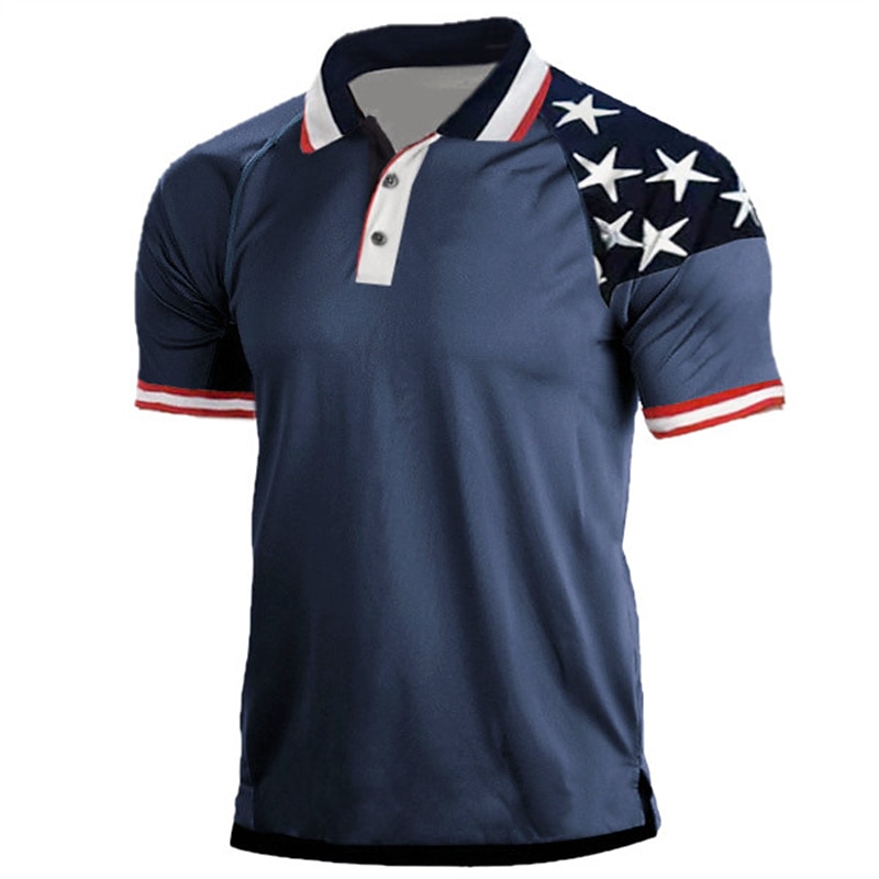 Per uomo Stella Veterani Patriottico Polo Maglia da golf Manica Corta Camicia Collo ripiegato Quotidiano Spiaggia Stampa 3D Bianco Vino Blu Reale Verde scuro Nero 3D Bottonato Abbigliamento Moda del 2026 a $23.99 –P1