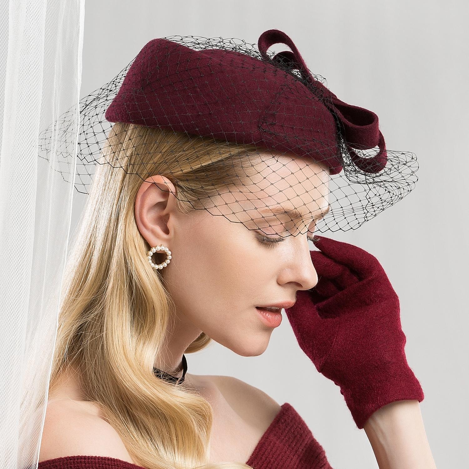 100% Lã Chapéu de Kentucky Derby / Chapéus com Laço 1pç Casual / Roupa Diária Capacete de 2026 por QAR 166.9 –P4