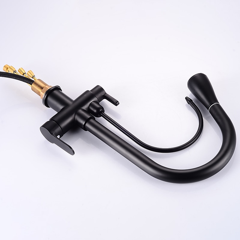 Rubinetto da cucina - Due manopole Un foro Galvanizzato / Finiture verniciate Estraibile / Canna alta / Acqua purificata Installazione centrale Contemporaneo moderno Kitchen Taps del 2025 a $161.99 –P4