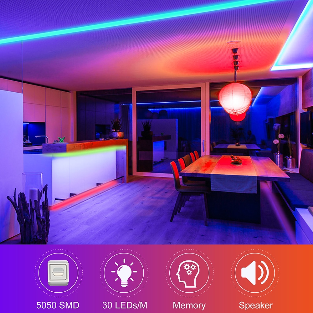 2025年 5 メートル 16.4 フィート スマート テレビ led バックライト ストリップ ライト usb rgb アプリ bluetooth コントロール音楽同期色変更 smd 5050 pc モニター ゲーム ルーム 5 v  コレクション – $13.99 –P13
