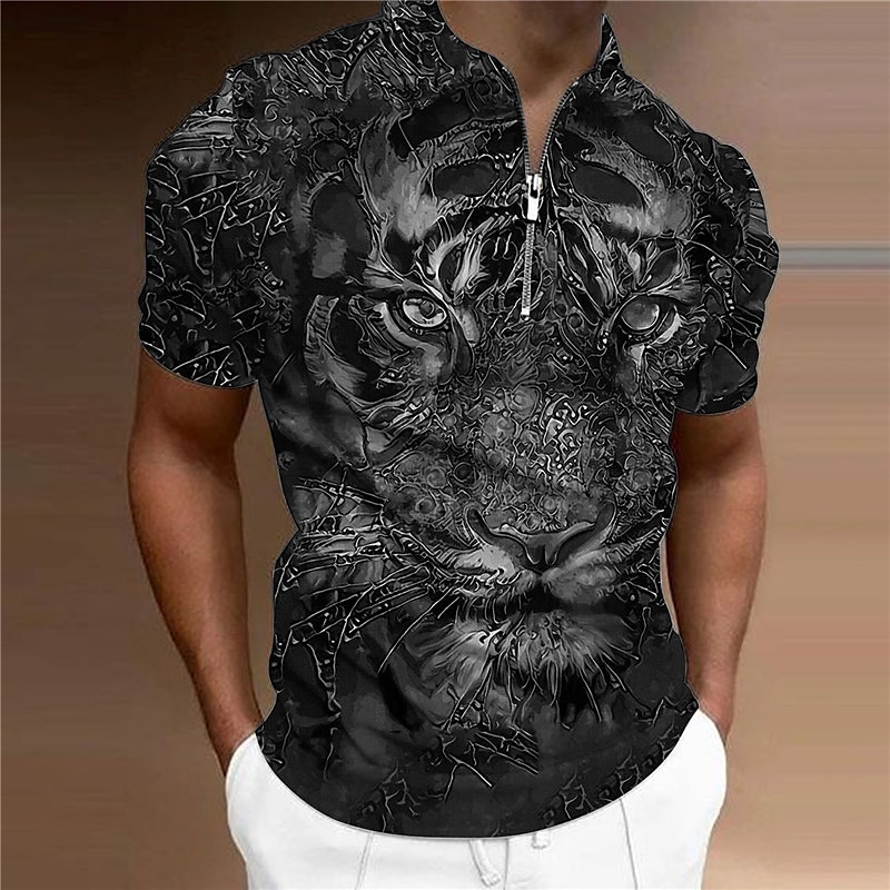 Homens Tigre Camisas Polo com zíper Camisa de golfe Manga Curta Camisas polo Camisas de colarinho Casual Engraçado Streetwear Roupas de férias Trajes de festa Impressão 3D Polo com fecho de correr de de 2026 por $23.99 –P3