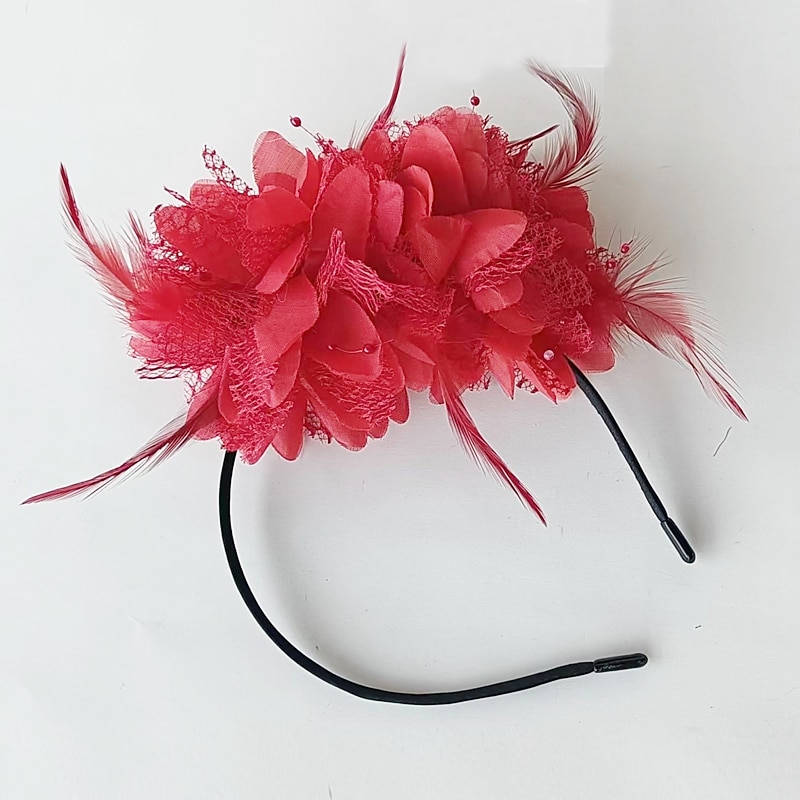 fascinators håndlaget kentucky derbyhatt brudehodeplagg fjærhodeplagg barnesceneforestilling fjærhodeplagg hårbøyle 2025 - $6.99 –P1