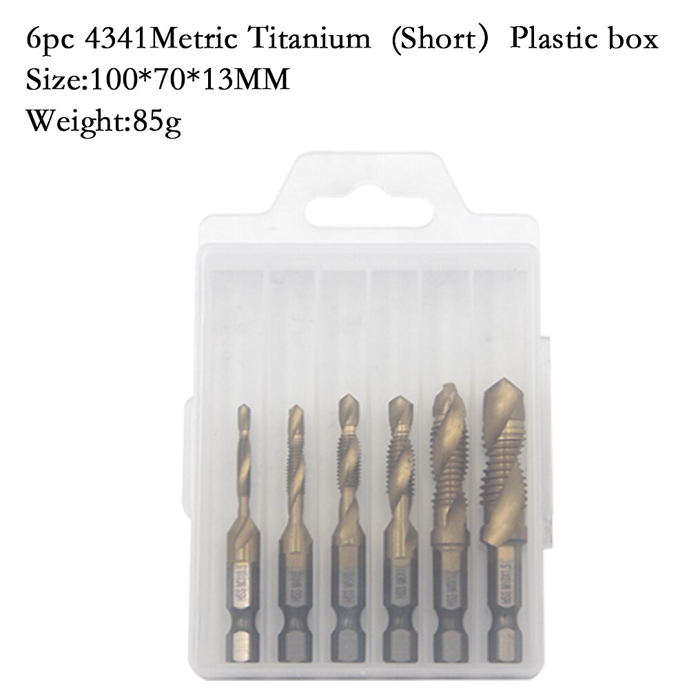 6pc HSS4341- Compound Tap Drill Bits Cobalt Taps Metric Combination Drill Bits 1/4 inch Hexagonal Quick-change Metal Drilling Tool 2025 - $19.99 –P10