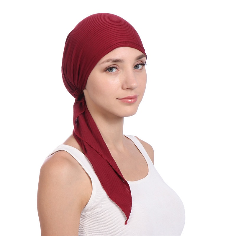 Nuevo algodón elástico color sólido envoltura cabeza bufanda sombreros musulmán turbante capó para mujeres interior hijab sombrero moda mujer turbantes gorras 2025 - $12.99 –P12