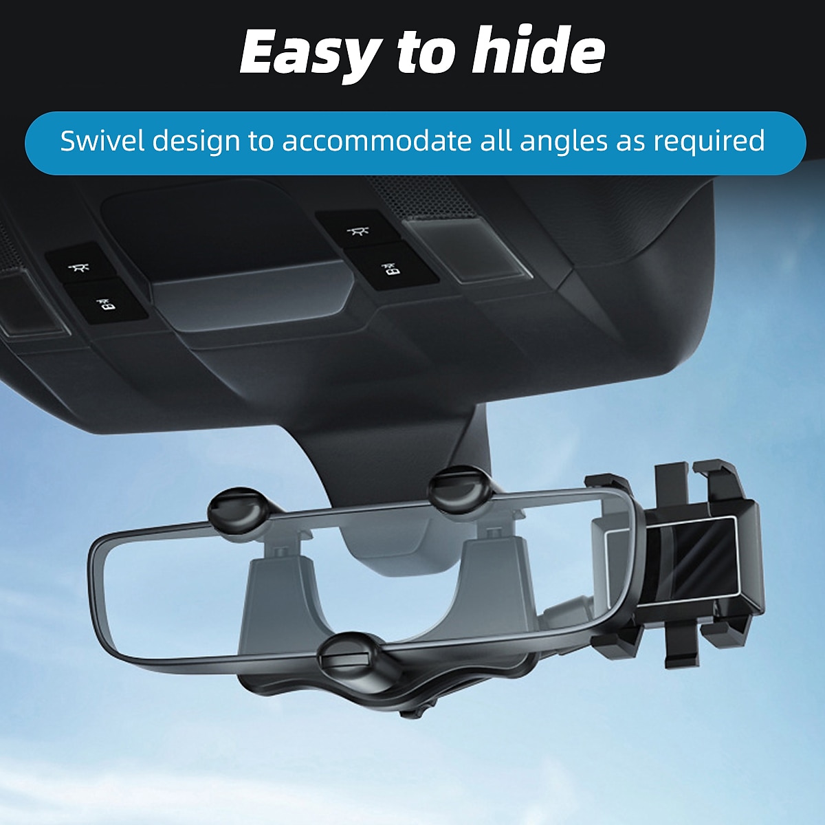 360° Rotate Review Mirror Phone Holder for Car Buckle Type Universal Adjustable Telescopic Car Rotatable Phone Holder for Car Compatible with All Mobile Phone Accessory 2025 - $18.99 –P4