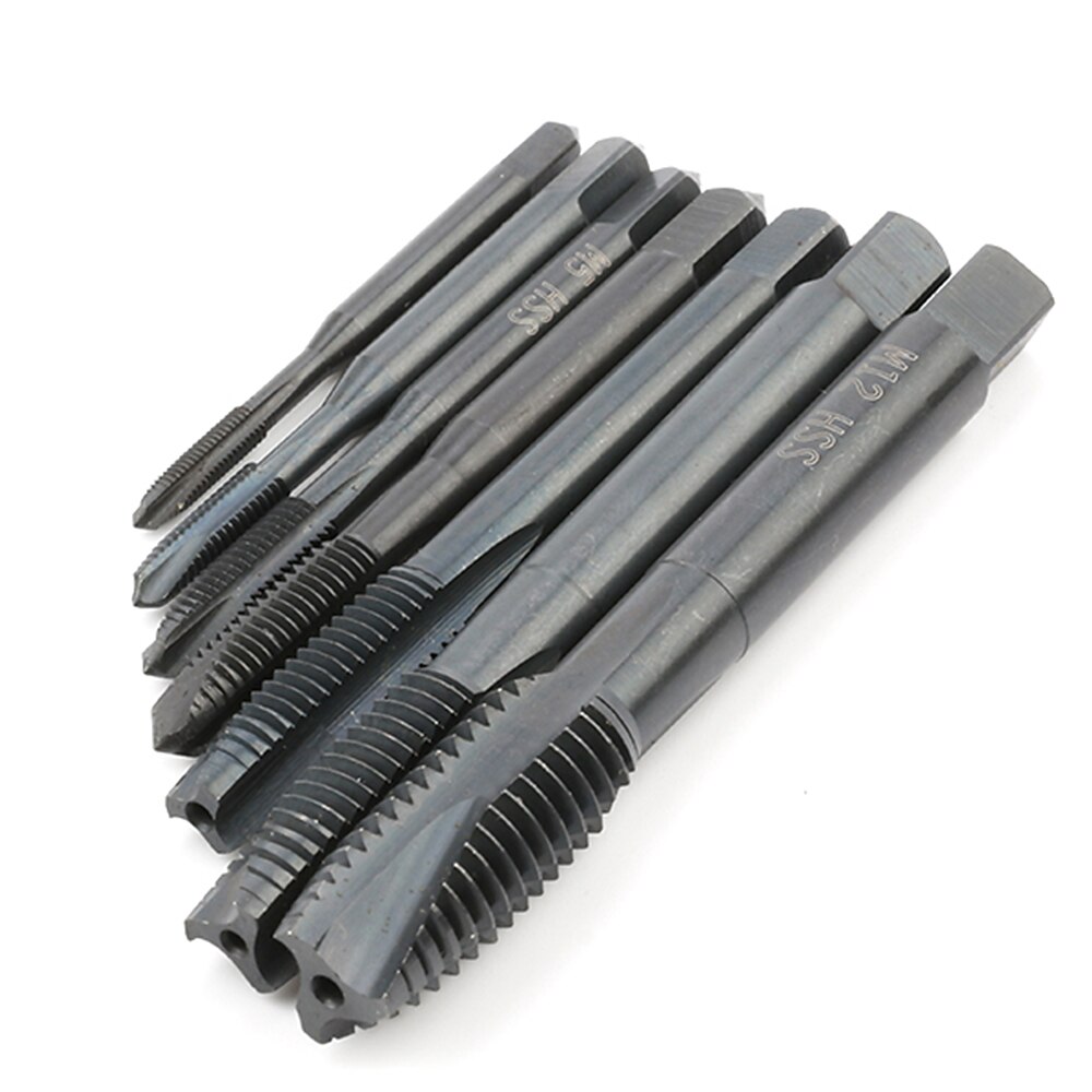 7 pz/set m3-m12 rubinetto in acciaio ad alta velocità nero nitrurazione dritta scanalatura rubinetto trapano per metallo legno foro passante utensile manuale del 2025 a $27.99 –P2