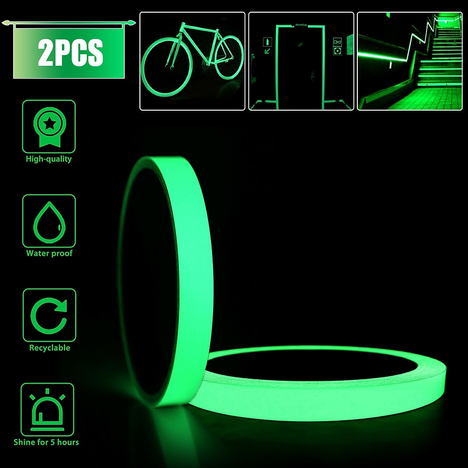 Cinta autoadhesiva que brilla en la oscuridad, cinta adhesiva luminosa segura para la luz, 1m x 3cm, resistente al agua, extraíble, duradera, portátil, estable, de seguridad 2025 - $9.49 –P1