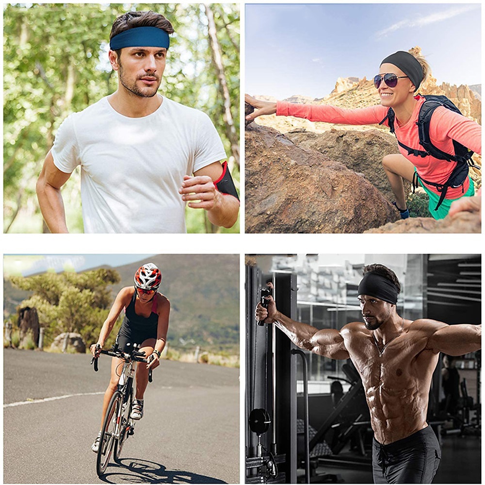 Diadema deportiva para hombre, 4 Uds., banda para el sudor, entrenamiento deportivo, pista y campo, diadema elástica que absorbe la humedad, diadema unisex 2025 - $16.49 –P8