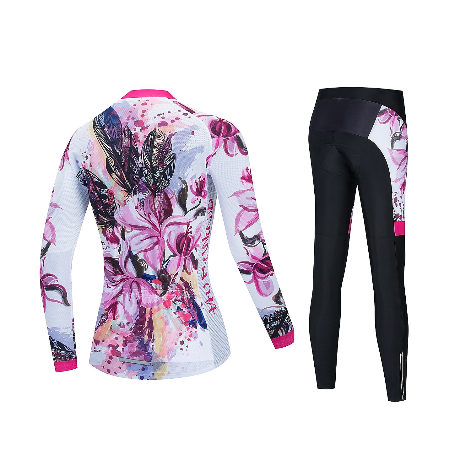 Dames Wielrenshirt met strakke wielrenbroek Lange mouw Bergracen Wegwielrennen Rood / Wit Zwart / rood Flora Botanisch Fietsen Ademend Sneldrogend Spandex Sport Flora Botanisch Kleding 2025 - $46.99 –P2