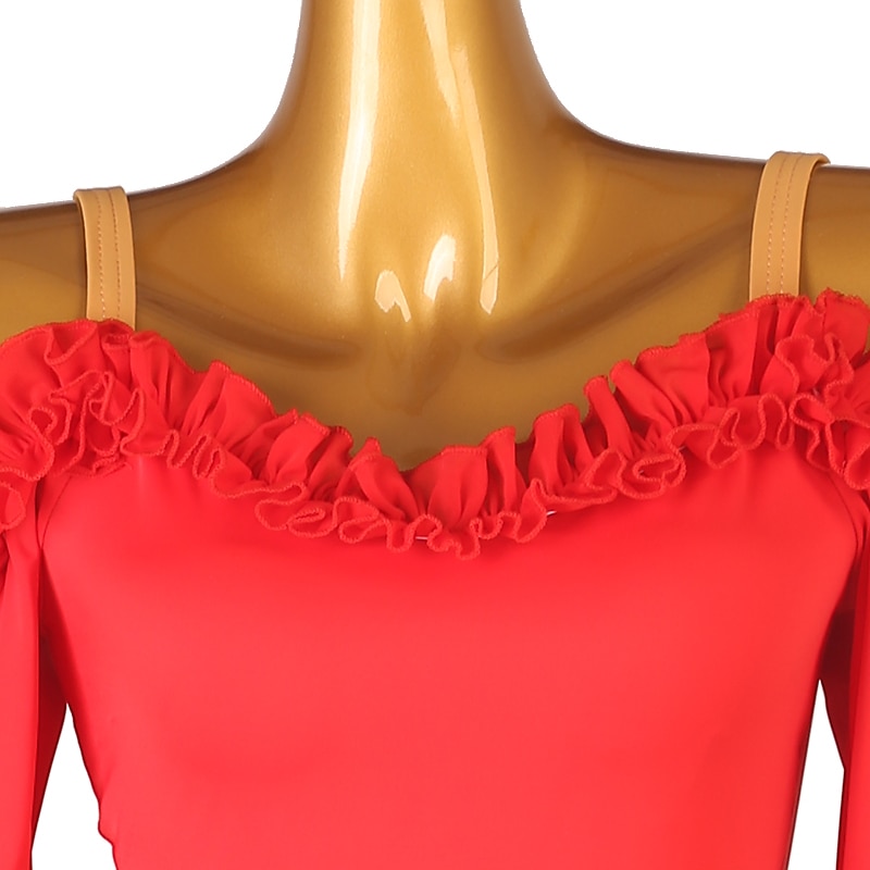 رقص الصالة فستان مفصل منفصل نسائي التدريب أداء كم طويل ارتفاع عال نايلون شيفون 2025 - $155.99 –P5