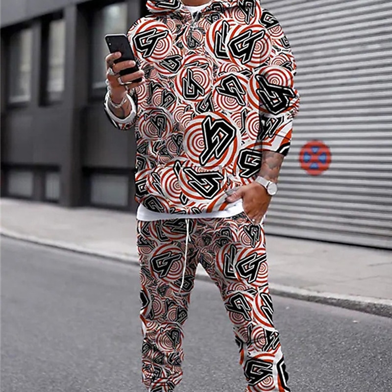Hombre Tracksuit Conjunto de sudaderas con capucha Azul Piscina Vino Rojo Marrón Con Capucha Graphic Geométrico 2 Piezas Estampado Deporte Casual Deportes Impresión 3D Básico Ropa de calle Ropa 2025 - $31.99 –P2