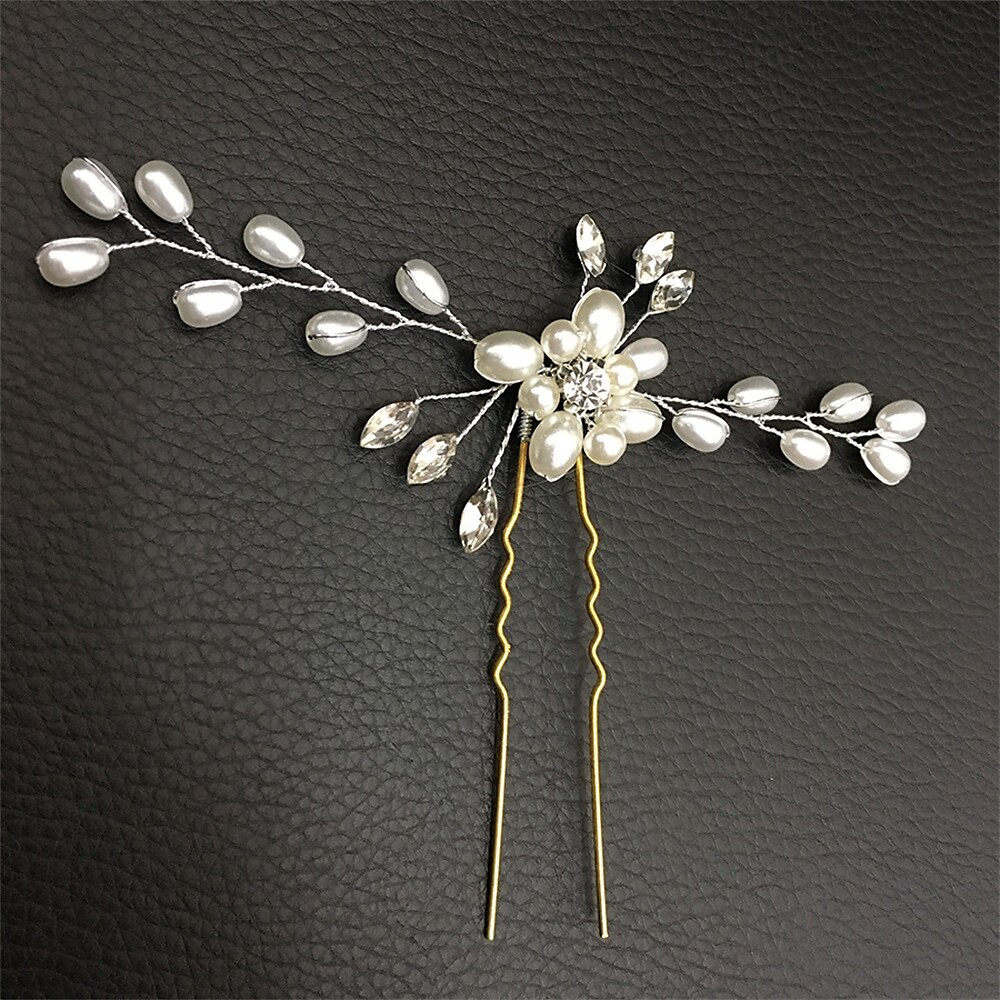 2025年 韓国の花嫁手作りパールクリスタルヘアピンピンU字型クリップ結婚式の頭飾りヘアアクセサリー  コレクション – $6.99 –P13