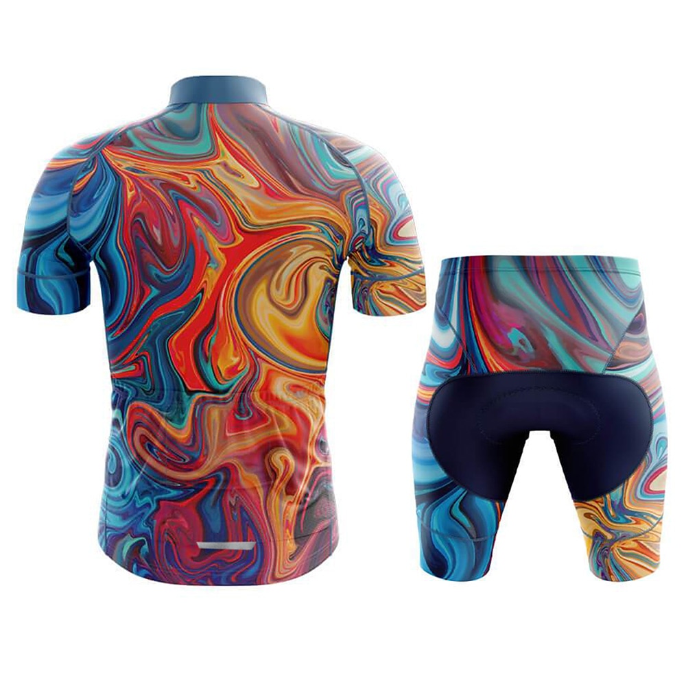 Pánské Cyklodres a kraťasy Krátký rukáv Horská cyklistika Silniční cyklistika Léto Modrá Grafika Jezdit na kole 3D podložka Rychleschnoucí Zadní kapsa Odvod vlhkosti Prodyšné Spandex Sportovní 2026 - $41.99 –P2