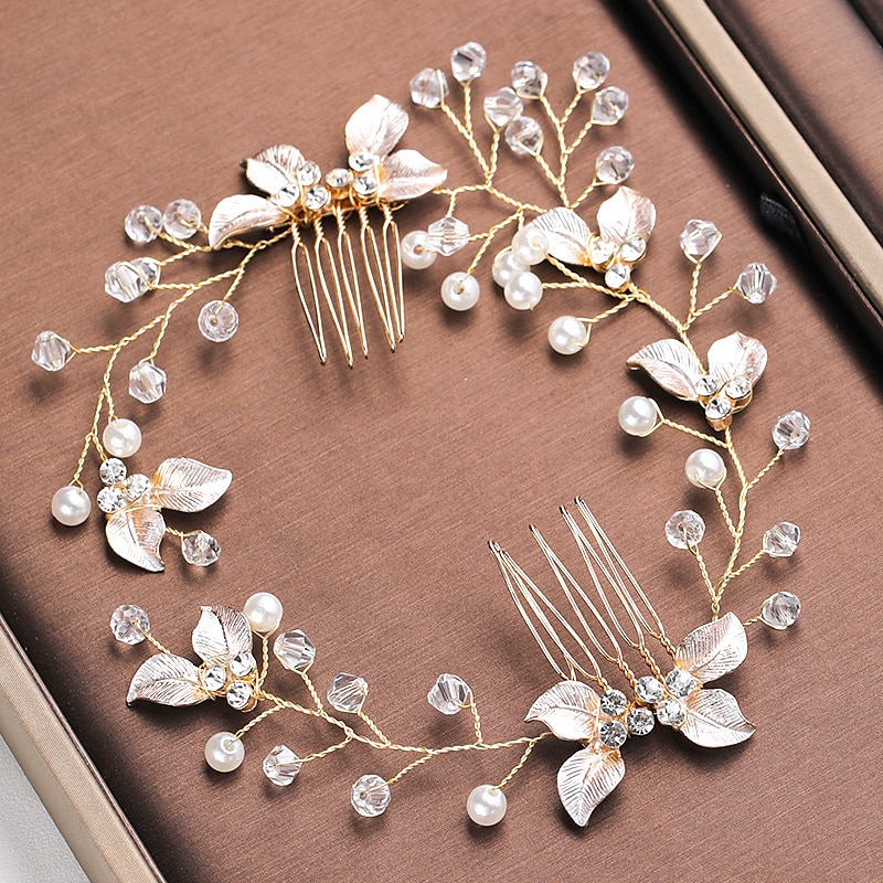 1pc Women's Girls' Headbands Flower Leaf Bride Wedding Hair Vine Silver Rhinestone Bridal Hairpieces Crystal Headpiece Hair Accessories for Women and Girls 2025 - $22.99 –P9