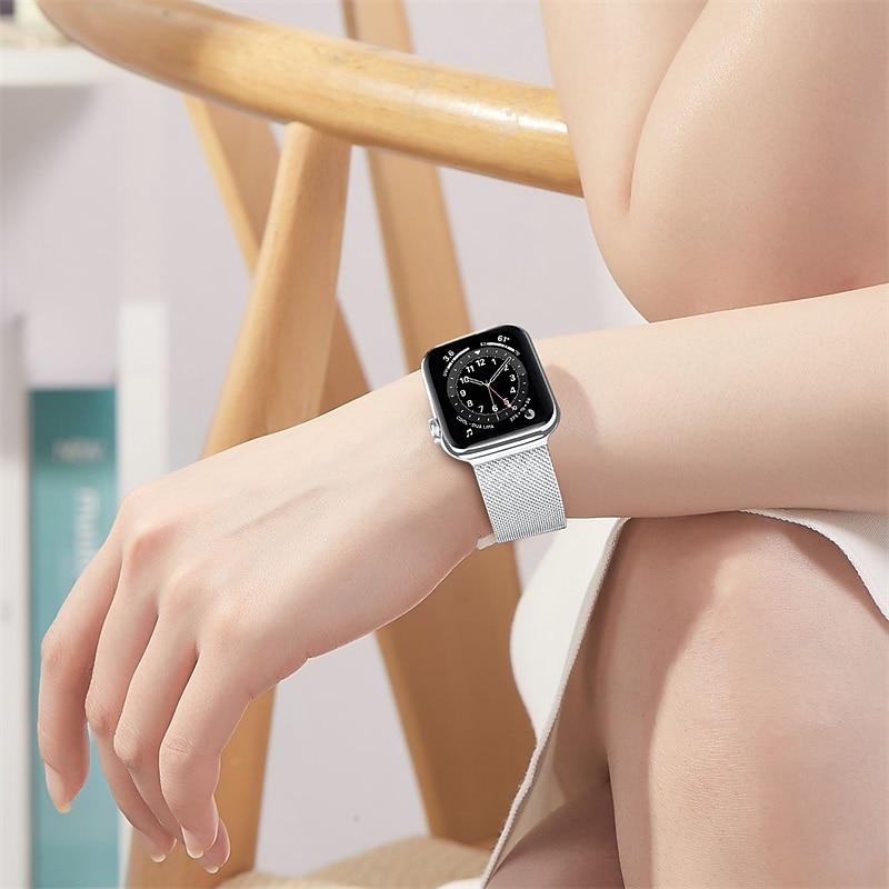 Μιλανέζικη Πλέξη Συμβατό με Ζάντα ρολογιού Apple Watch 38mm 40mm 41mm 42mm 44mm 45mm 49mm Γυναικεία Μαγνητικό κούμπωμα Ρυθμιζόμενο Ανοξείδωτο Ατσάλι Ανταλλακτικό λουράκι ρολογιού για iwatch Series 2025 - $17.45 –P13