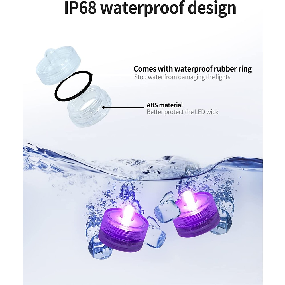 2025年 水中 led ライト 12 個防水 rgb 水中ライト結婚式のためのティーライトホットタブ池水族館水泳プールパーティー花瓶装飾照明  コレクション – $17.49 –P7