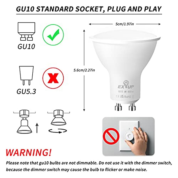 12pcs 6pcs 6W Spotlight Track LED Light Bulb 600lm GU10 20 LED Beads SMD 2835 60W Halogen Equivalent Warm Cold White 110-240V 2025 - $19.99 –P2