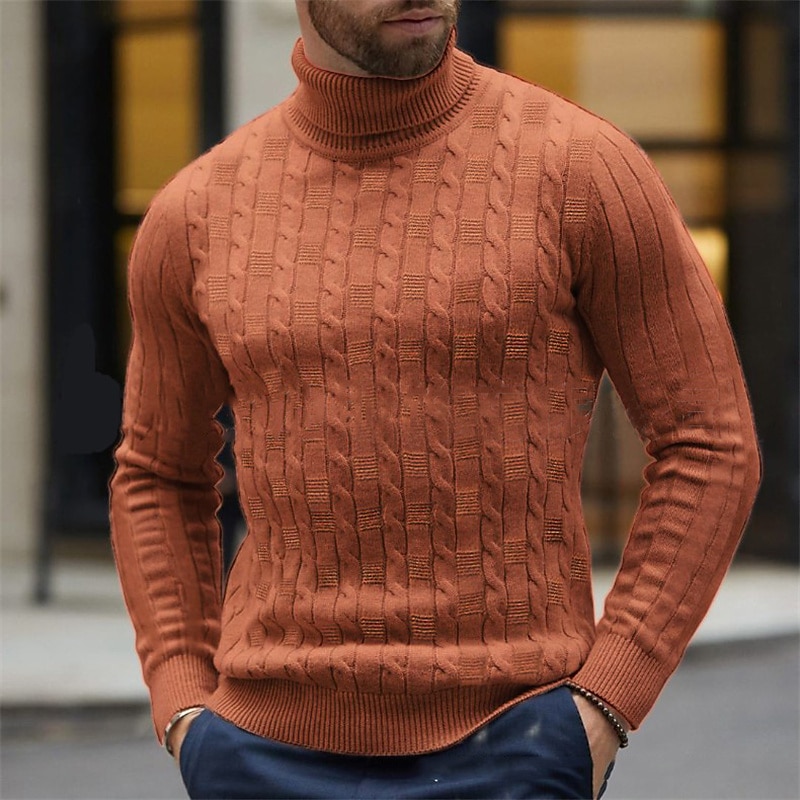 Męskie Sweter z golfem Sweter Sweter sweter Męski sweter z golfem Kable Robić na drutach Odzież Zima Czarny Brązowy M L XL 2025 - $25.99 –P4
