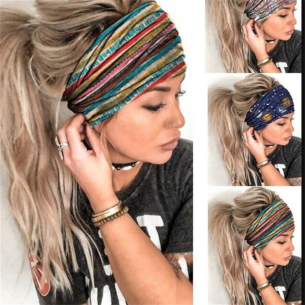bohend boho sanka leveä jooga joustava bandeau iso päähine urheilu urheilulliset rantahiustarvikkeet naisille ja tytöille (1 kpl) 2026 - $6.99 –P1