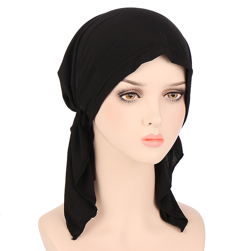 nuovo elastico di colore solido avvolgere la testa della sciarpa cappelli musulmano turbante cofano per le donne interno del cappello del hijab moda femminile turbanti cappellini del 2025 a $9.49 –P9