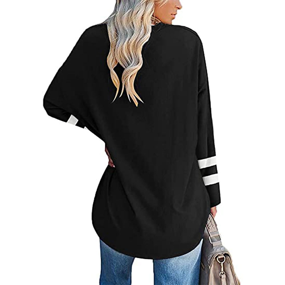 Pentru femei Tricou Dungi Zilnic De Bază Manșon Lung În V Topuri obișnuite Casual Sfârșit de săptămână Negru Alb Roz Îmbujorat Roșu-aprins Albastru piscină Toamna iarna 2025 - $27.99 –P13